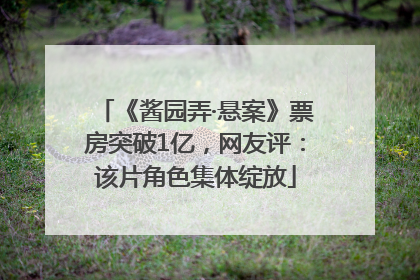 《酱园弄·悬案》票房突破1亿，网友评：该片角色集体绽放