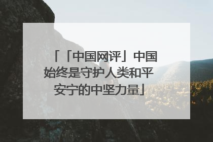 「中国网评」中国始终是守护人类和平安宁的中坚力量