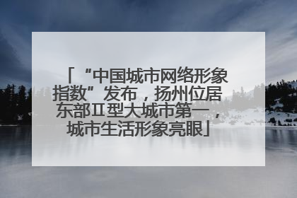 “中国城市网络形象指数”发布，扬州位居东部Ⅱ型大城市第一，城市生活形象亮眼