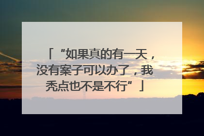 “如果真的有一天，没有案子可以办了，我秃点也不是不行”