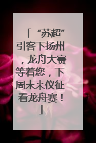 “苏超”引客下扬州，龙舟大赛等着您，下周末来仪征看龙舟赛！