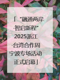 “融通两岸·智启新程”2025浙江·台湾合作周宁波专场活动正式启幕