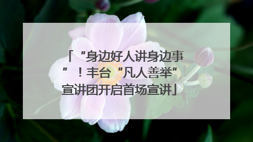 “身边好人讲身边事”！丰台“凡人善举”宣讲团开启首场宣讲