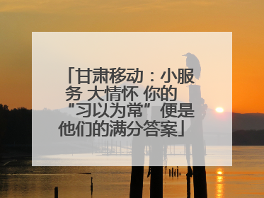 甘肃移动：小服务 大情怀 你的“习以为常”便是他们的满分答案