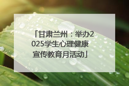 甘肃兰州：举办2025学生心理健康宣传教育月活动