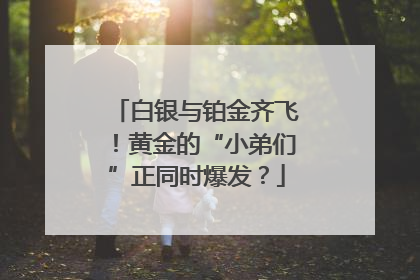 白银与铂金齐飞！黄金的“小弟们”正同时爆发？