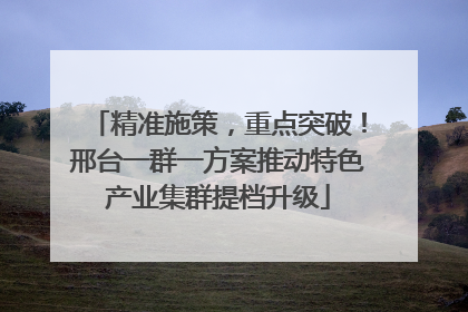 精准施策，重点突破！邢台一群一方案推动特色产业集群提档升级