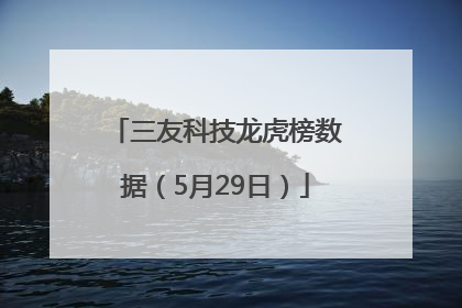 三友科技龙虎榜数据（5月29日）
