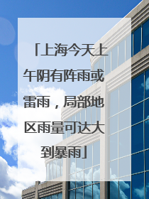 上海今天上午阴有阵雨或雷雨，局部地区雨量可达大到暴雨