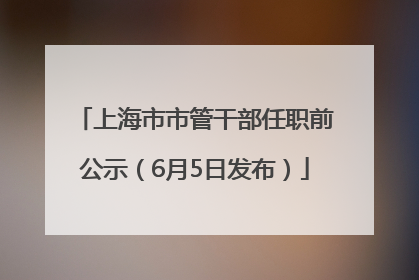 上海市市管干部任职前公示（6月5日发布）