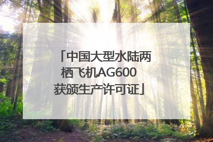 中国大型水陆两栖飞机AG600获颁生产许可证