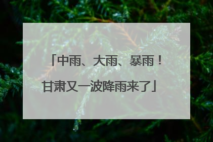 中雨、大雨、暴雨！甘肃又一波降雨来了