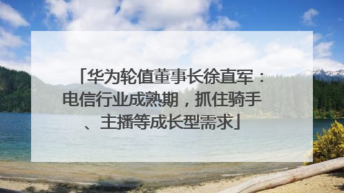 华为轮值董事长徐直军：电信行业成熟期，抓住骑手、主播等成长型需求