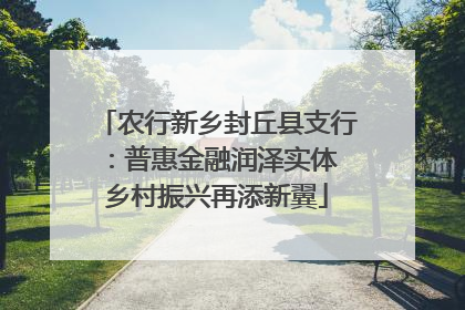 农行新乡封丘县支行：普惠金融润泽实体 乡村振兴再添新翼