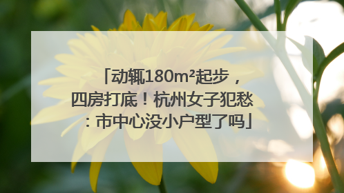 动辄180m²起步，四房打底！杭州女子犯愁：市中心没小户型了吗