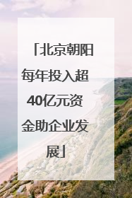 北京朝阳每年投入超40亿元资金助企业发展