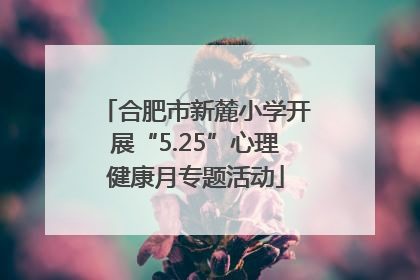 合肥市新麓小学开展“5.25”心理健康月专题活动
