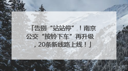 告别“站站停”！南京公交“按铃下车”再升级，20条新线路上线！