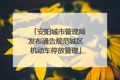 安阳城市管理局发布通告规范城区机动车停放管理