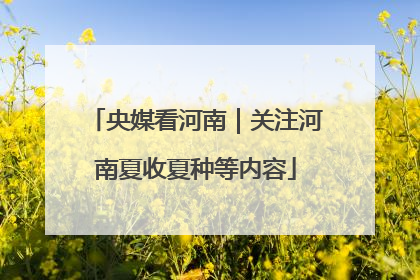 央媒看河南｜关注河南夏收夏种等内容