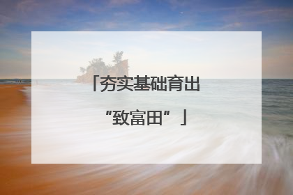 夯实基础育出“致富田”