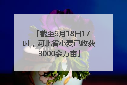 截至6月18日17时，河北省小麦已收获3000余万亩