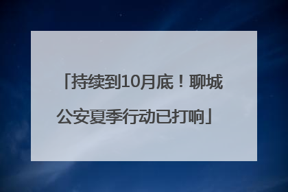 持续到10月底！聊城公安夏季行动已打响