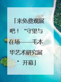来免费观展吧！“守望与在场——毛本华艺术研究展”开幕