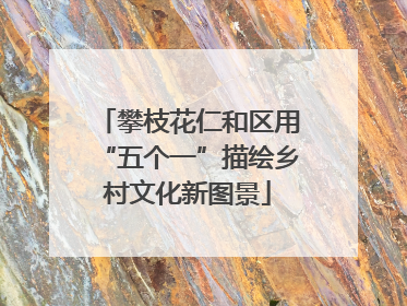 攀枝花仁和区用“五个一”描绘乡村文化新图景