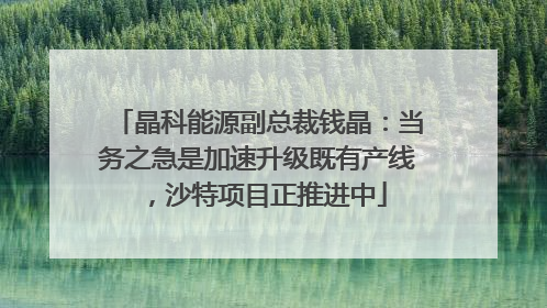 晶科能源副总裁钱晶：当务之急是加速升级既有产线，沙特项目正推进中