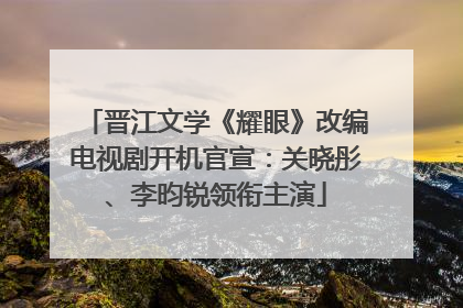 晋江文学《耀眼》改编电视剧开机官宣：关晓彤、李昀锐领衔主演