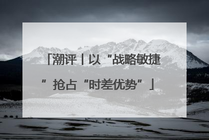 潮评丨以“战略敏捷”抢占“时差优势”