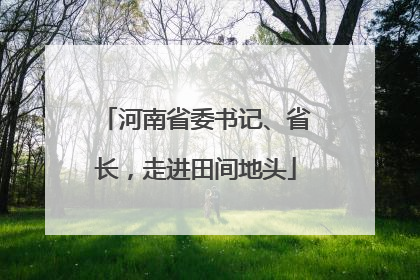 河南省委书记、省长，走进田间地头