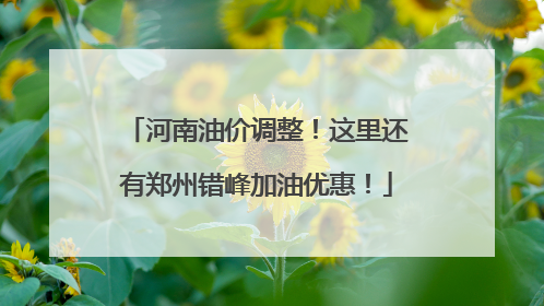 河南油价调整！这里还有郑州错峰加油优惠！