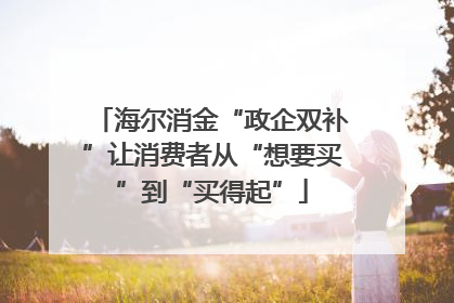 海尔消金“政企双补”让消费者从“想要买”到“买得起”