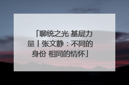 聊统之光 基层力量丨张文静：不同的身份 相同的情怀