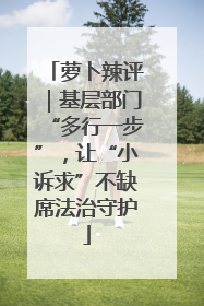 萝卜辣评｜基层部门“多行一步”，让“小诉求”不缺席法治守护