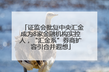 证监会批复中央汇金成为8家金融机构实控人，“汇金系”券商扩容引合并遐想