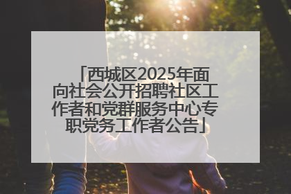 西城区2025年面向社会公开招聘社区工作者和党群服务中心专职党务工作者公告