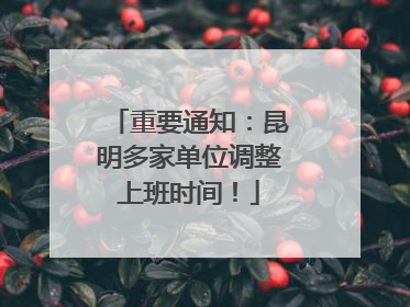 重要通知：昆明多家单位调整上班时间！