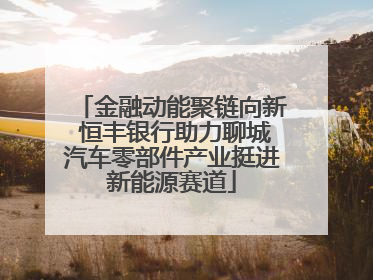 金融动能聚链向新 恒丰银行助力聊城汽车零部件产业挺进新能源赛道