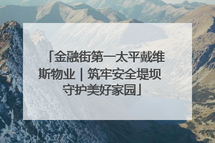 金融街第一太平戴维斯物业｜筑牢安全堤坝 守护美好家园