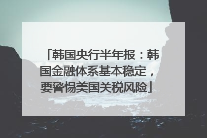 韩国央行半年报：韩国金融体系基本稳定，要警惕美国关税风险