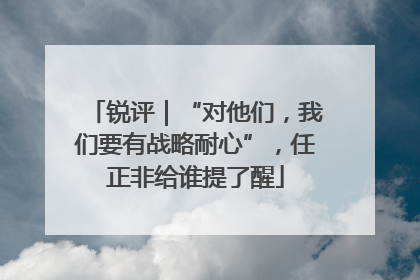 锐评｜“对他们，我们要有战略耐心”，任正非给谁提了醒