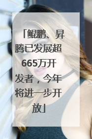 鲲鹏、昇腾已发展超665万开发者，今年将进一步开放