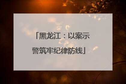 黑龙江：以案示警筑牢纪律防线