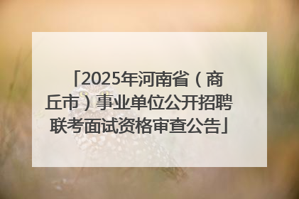 2025年河南省（商丘市）事业单位公开招聘联考面试资格审查公告