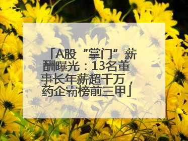 A股“掌门”薪酬曝光：13名董事长年薪超千万，药企霸榜前三甲